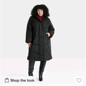 Ava & Viv Black Hooded Puffer Jacket plus size 3x